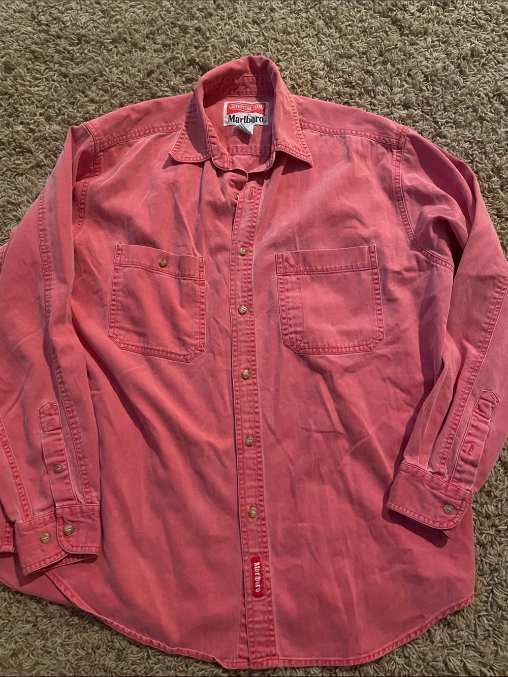 Marlboro Men's Faded Fed Button-Down Work Shirt